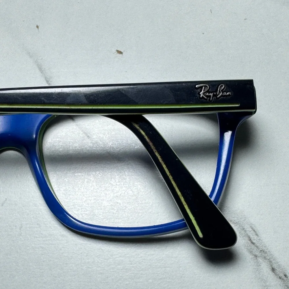 Ray-Ban Junior RB 1536 3600 Black Blue Rectangular Eyeglasses Frames 48-16-130